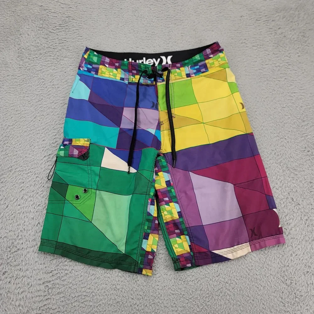 Hurley Shorts Mens 28 Colorful Colorblock Board Outdoors‎ Drawstring Casual Swim